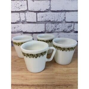 4 Pyrex Crazy Daisy Coffee Cups Spring Blossom  1410 Vintage Mint